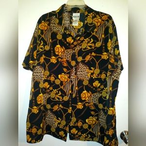 Gold Rose print button up by Bentley 24W